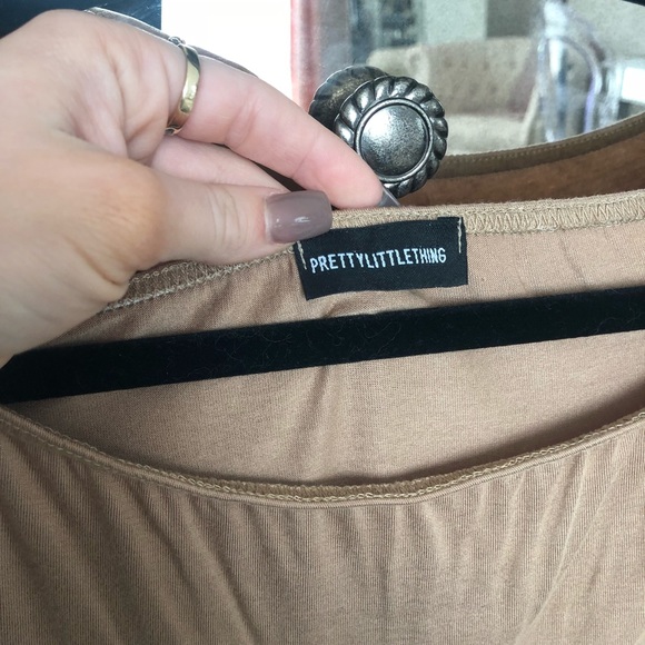 TAN off the shoulder body con dress - Picture 3 of 3